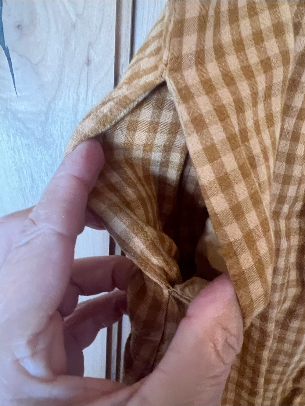 Aeropostale Mustard Gingham Spaghetti-Strap Mini Dress with pockets - Picture 3 of 12